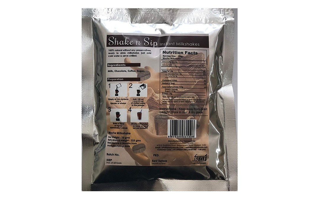 Cira Shake n Sip Mocha Milkshake   Pack  75 grams
